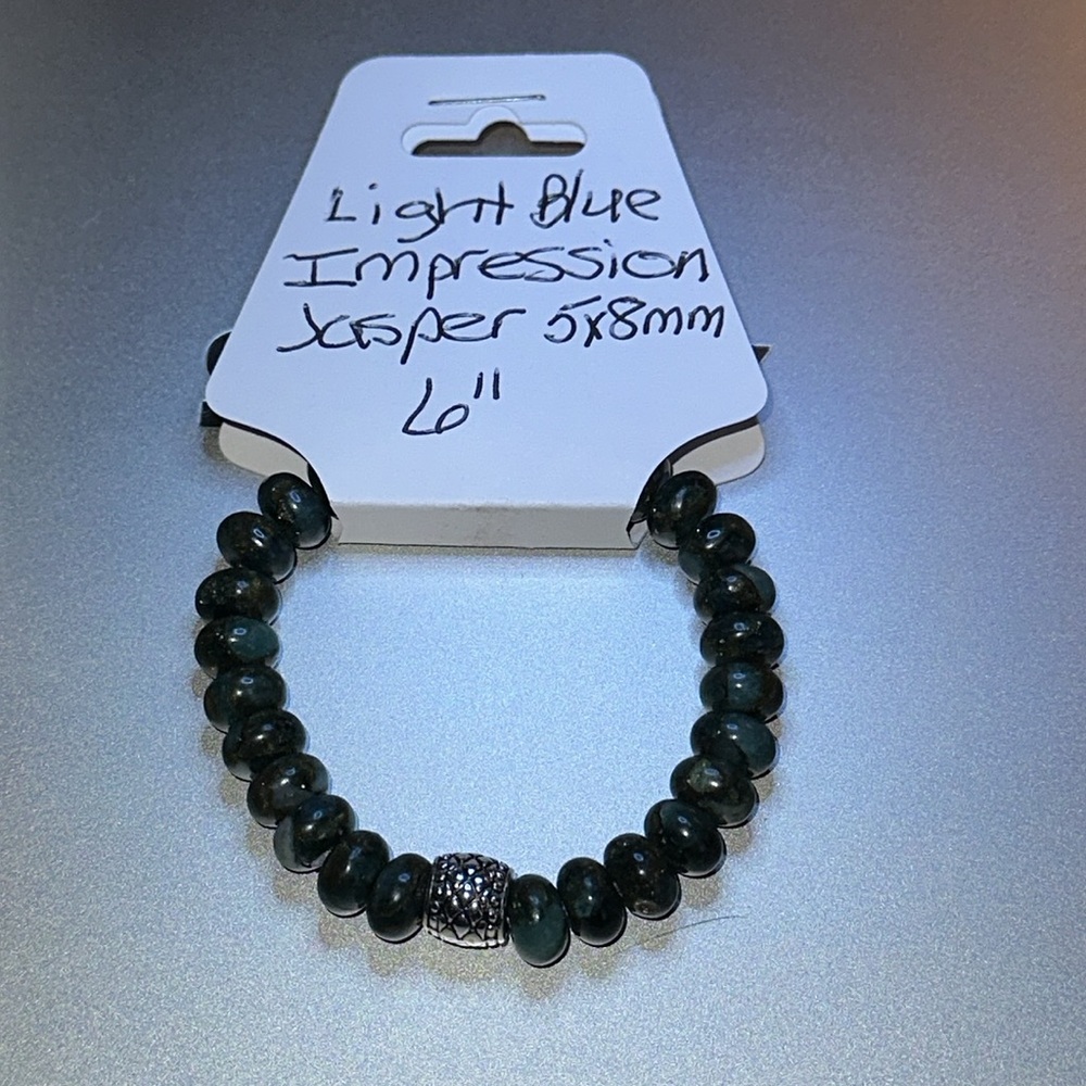 Light Blue Impression Jasper Stretch Bracelet - image 2